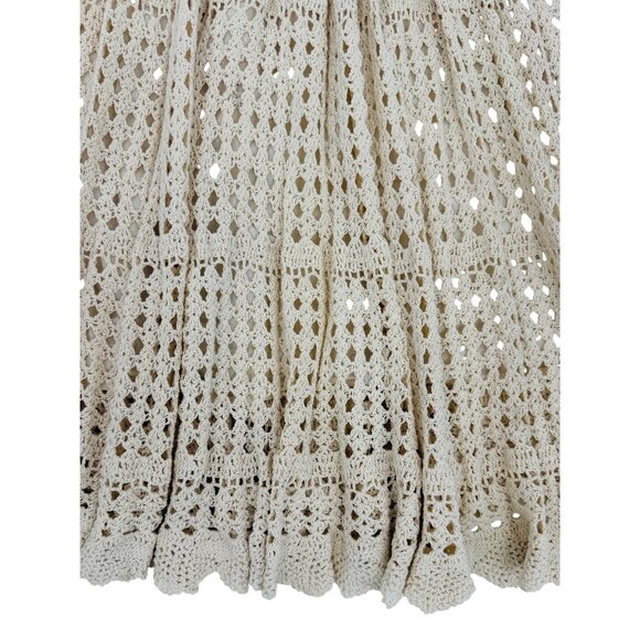 Vtg 90s Artelier Nicole Miller Beige Crochet Scalloped Skirt | Coastal Boho Y2K - Picture 11 of 16
